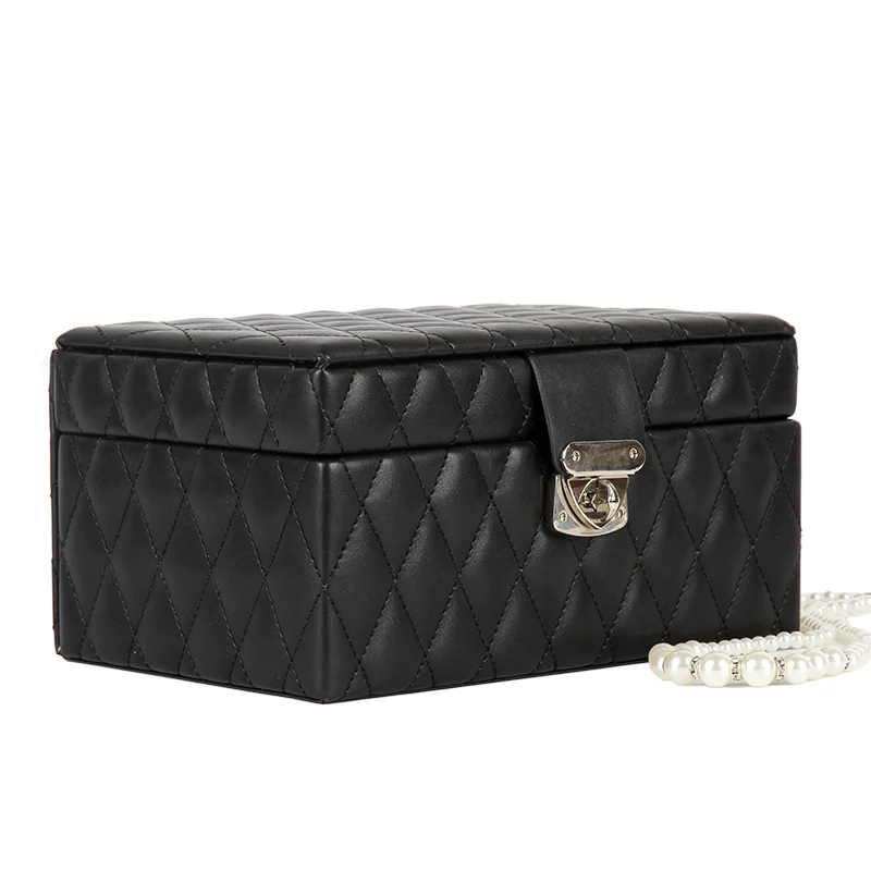 Fine fashion plaid PU leather jewelry box, double jewellery storage box, high-grade cosmetic case
Fine fashion plaid PU leather jewelry box, double jewellery storage box, high-grade cosmetic case