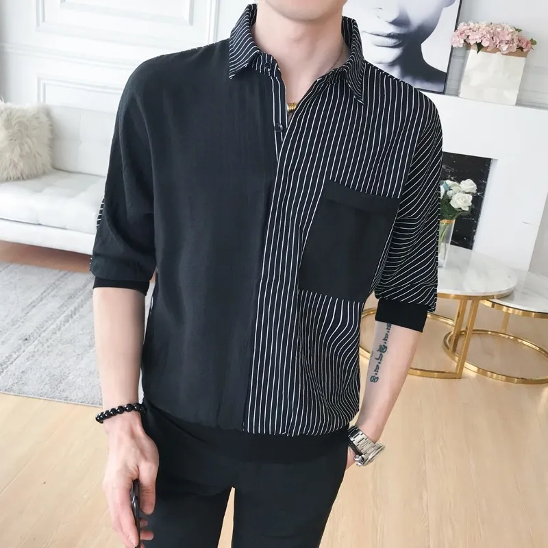 Male Shirts Casual Personality Patchwork Color Night Club Prom Tuxedo Blouses High Quality Korean Shirt Men Slim Fit Long Sleeve
Male Shirts Casual Personality Patchwork Color Night Club Prom Tuxedo Blouses High Quality Korean Shirt Men Slim Fit Long Sleeve