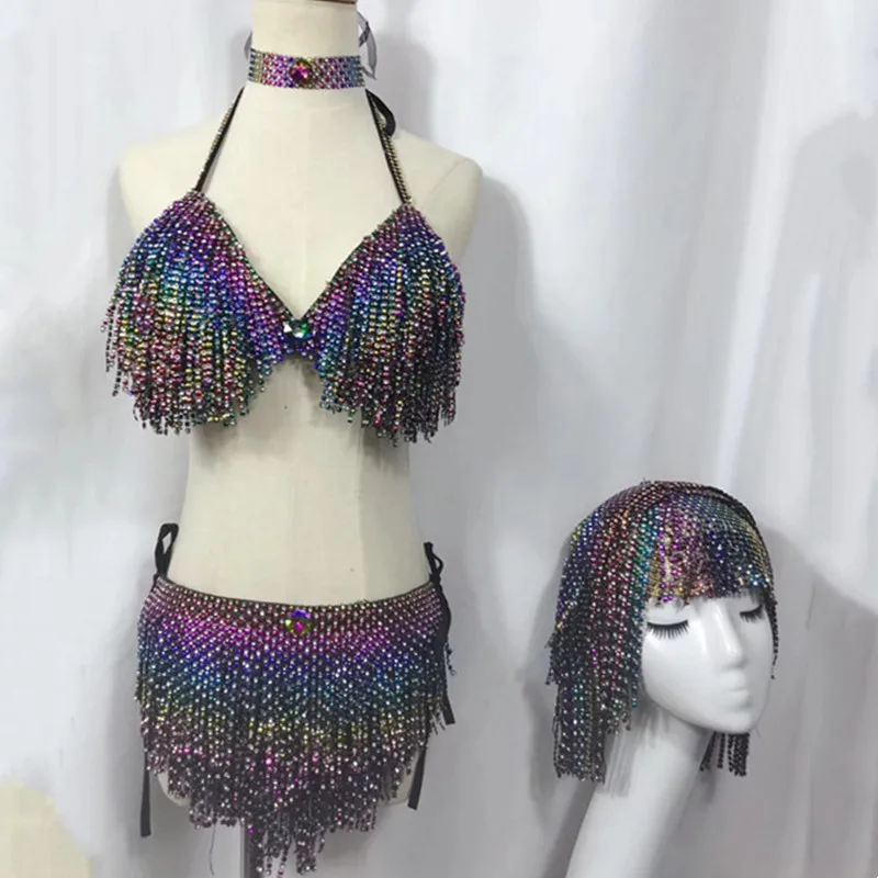 Purple Crystals Tassels Bikini Wig Bar Nightclub DJ Stage Outfit Sexy Fringe Bra Shorts 2 Pieces Dance Costume Party Clothing
Purple Crystals Tassels Bikini Wig Bar Nightclub DJ Stage Outfit Sexy Fringe Bra Shorts 2 Pieces Dance Costume Party Clothing