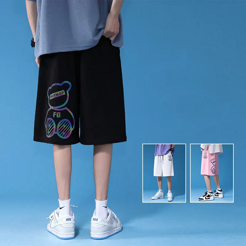 New Fashion Reflective Bear Printing Short Pants Men's Loose Oversized Sports Shorts Basketball Training Trousers Hip Hop Pants
New Fashion Reflective Bear Printing Short Pants Men's Loose Oversized Sports Shorts Basketball Training Trousers Hip Hop Pants