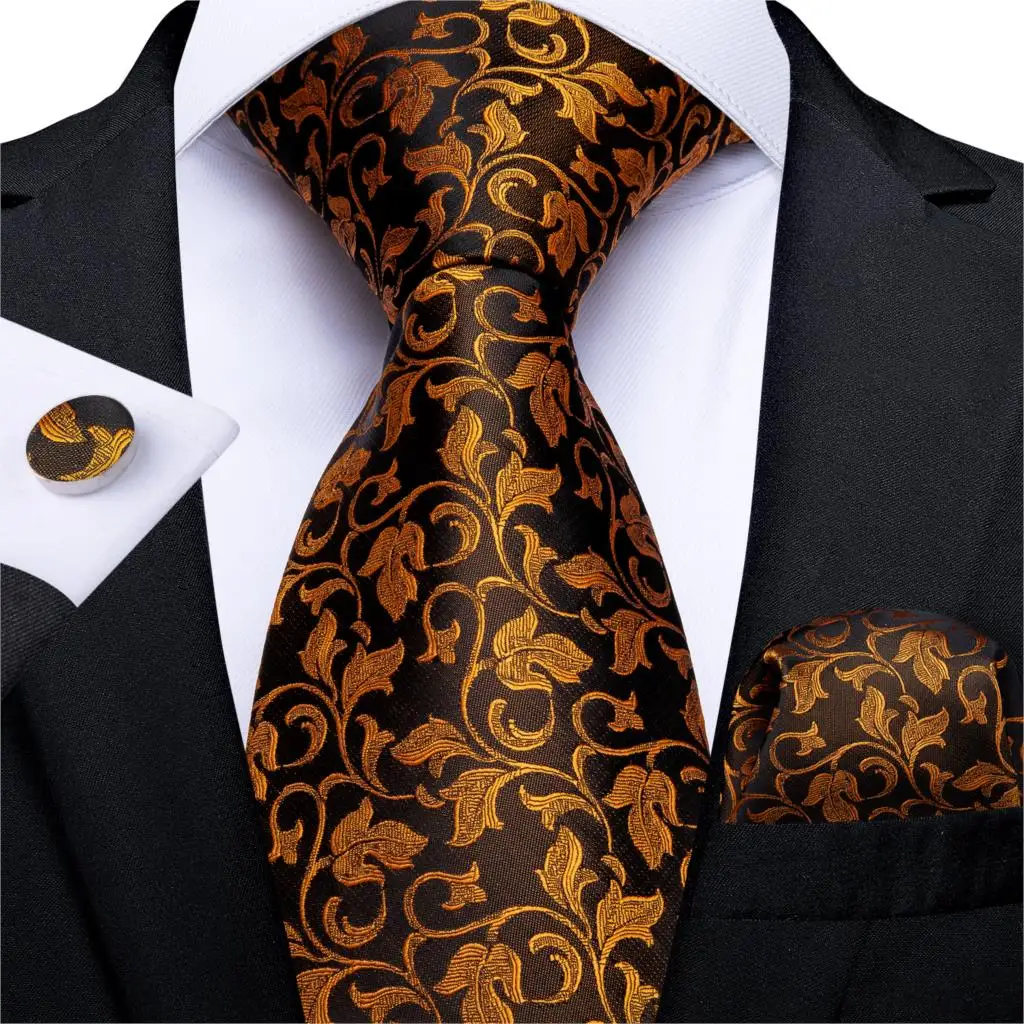 100% Silk Gold Floral Brown Men's Tie Set Business Wedding Party Necktie Pocket Square Cufflinks Gravata Gift For Men DiBanGu
100% Silk Gold Floral Brown Men's Tie Set Business Wedding Party Necktie Pocket Square Cufflinks Gravata Gift For Men DiBanGu