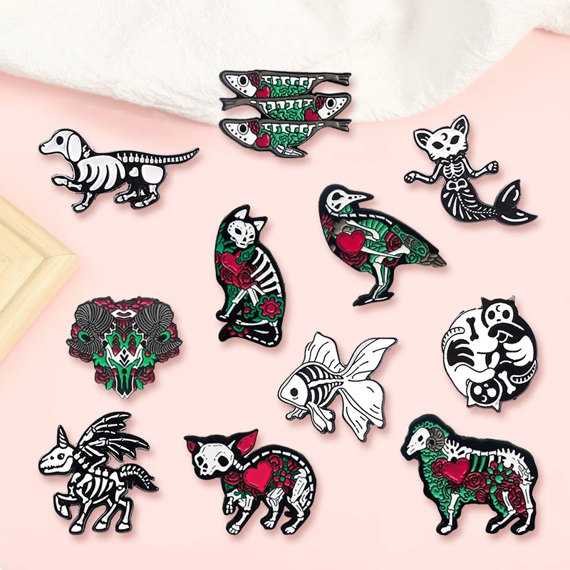 Creative Trendy Cartoon Cat Dog Bird Animal Skeleton Oil Drop Lapel Brooch Badges Pin Denim Bag Gift Men Women Fashion Jewelry
Creative Trendy Cartoon Cat Dog Bird Animal Skeleton Oil Drop Lapel Brooch Badges Pin Denim Bag Gift Men Women Fashion Jewelry