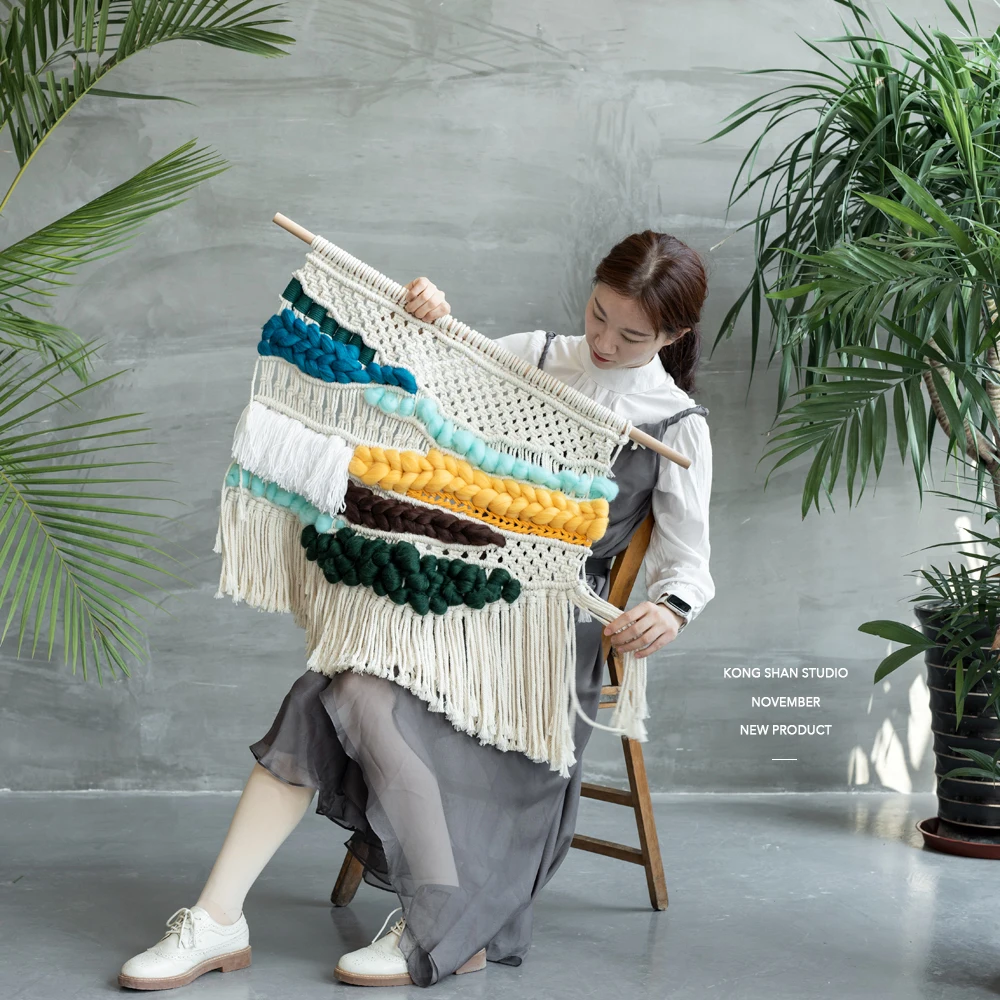 Contrasting Color Tapestry Pastoral Hand Woven Crocheted Tapestry Restaurant Cafe Home Textile Decoration Wall Hanging Decor
Contrasting Color Tapestry Pastoral Hand Woven Crocheted Tapestry Restaurant Cafe Home Textile Decoration Wall Hanging Decor