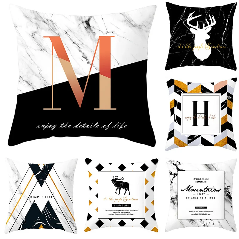 WUYI Nordic Black Letters Gold Decoration Home Marble Decoration Cushion Cover Pillow White Elk Decor for Home Throw Pillow
WUYI Nordic Black Letters Gold Decoration Home Marble Decoration Cushion Cover Pillow White Elk Decor for Home Throw Pillow