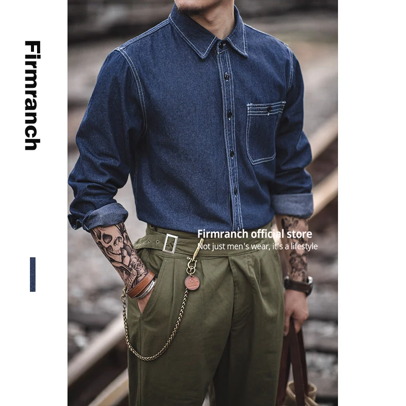 Firmranch Men/Women NEW High Quality Primary Denim Shirt American Vintage Casual Wear Amekaji Long Sleeves Retro Cargo Blouse
Firmranch Men/Women NEW High Quality Primary Denim Shirt American Vintage Casual Wear Amekaji Long Sleeves Retro Cargo Blouse