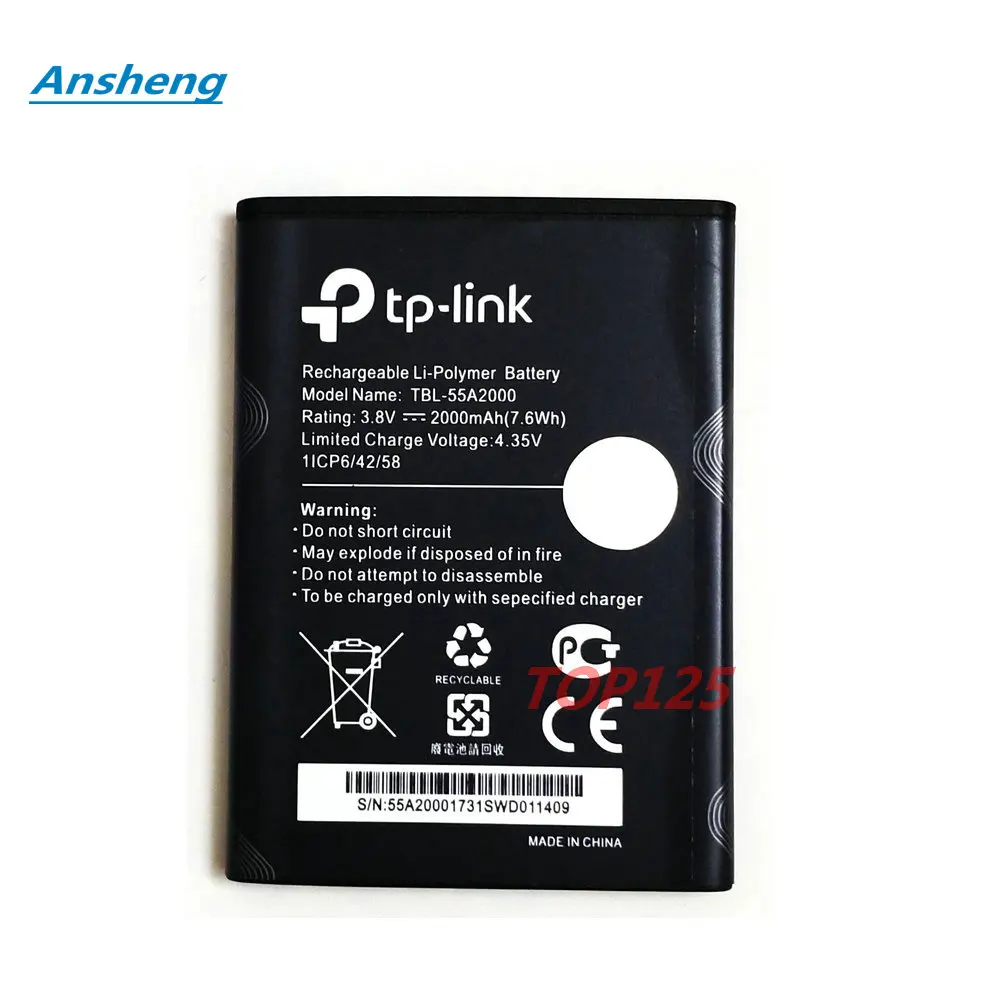 2000mAh TBL-55A2000 battery For TP-LINK M7310 wifi size:62MM*45.5MM High Quality batteries
2000mAh TBL-55A2000 battery For TP-LINK M7310 wifi size:62MM*45.5MM High Quality batteries