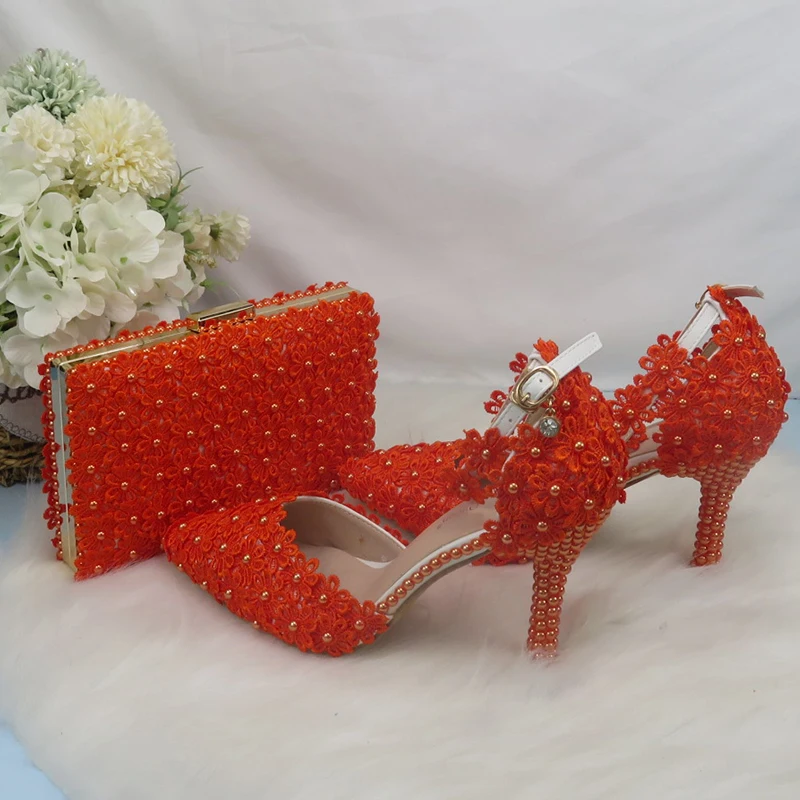 BaoYaFang Orange Flower women Wedding shoes and bags Rhinestone high heels ankle strap shoes women party dress shoes
BaoYaFang Orange Flower women Wedding shoes and bags Rhinestone high heels ankle strap shoes women party dress shoes