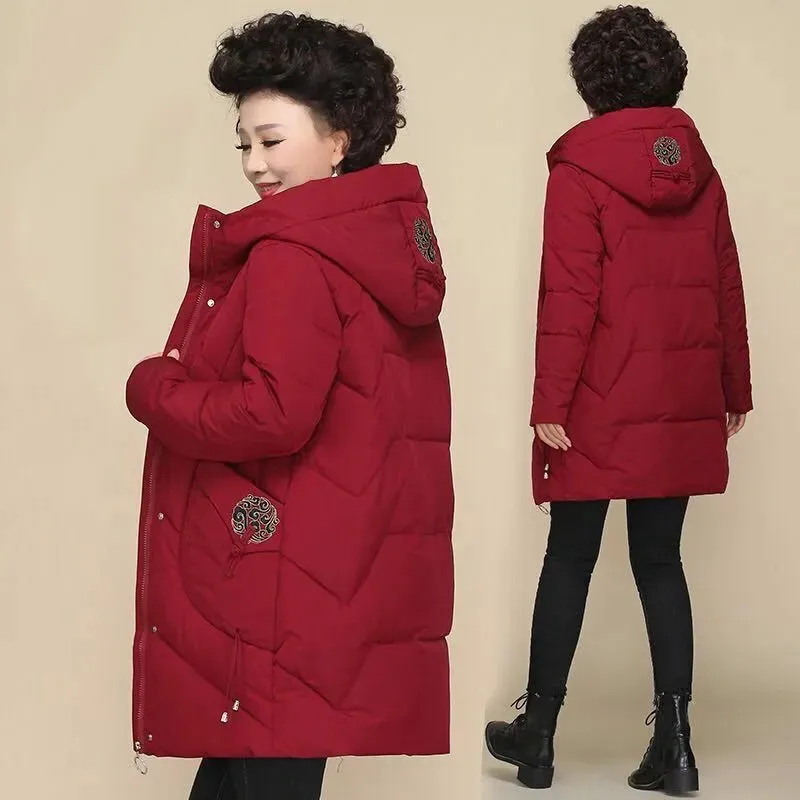 Winter Parkas Coat Middle-aged Mother New Winter Jacket Thicked Cotton Padded Jacket Long Hooded Parkas 5XL W2424
Winter Parkas Coat Middle-aged Mother New Winter Jacket Thicked Cotton Padded Jacket Long Hooded Parkas 5XL W2424