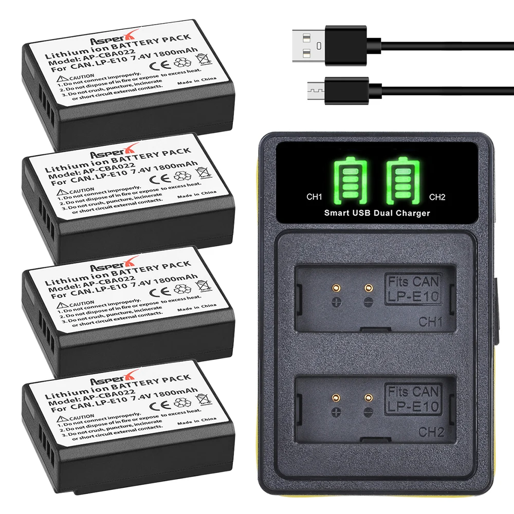 1800mAh LP E10 LPE10 LP-E10 Battery Camera Bateria + Dual Bulit-in USB Charger for Canon EOS 1100D 1200D 4000D Kiss X50 X70
1800mAh LP E10 LPE10 LP-E10 Battery Camera Bateria + Dual Bulit-in USB Charger for Canon EOS 1100D 1200D 4000D Kiss X50 X70