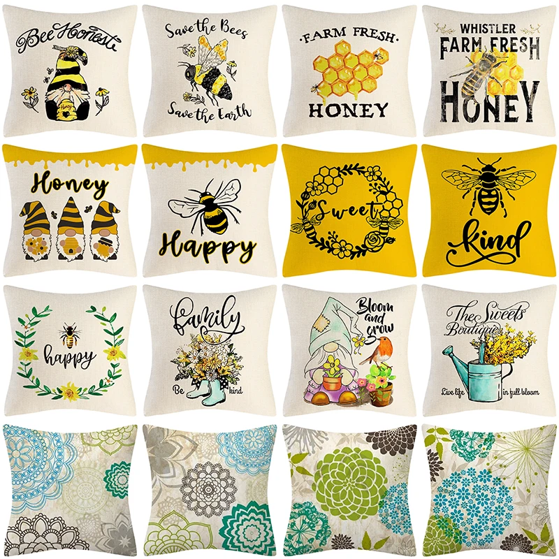 Spring Home Decorative Cushion Cover 45x45cm Cute Dwarf Bees Honeycomb Printed Yellow Pillow Cover Square Linen Throw Pillowcase
Spring Home Decorative Cushion Cover 45x45cm Cute Dwarf Bees Honeycomb Printed Yellow Pillow Cover Square Linen Throw Pillowcase