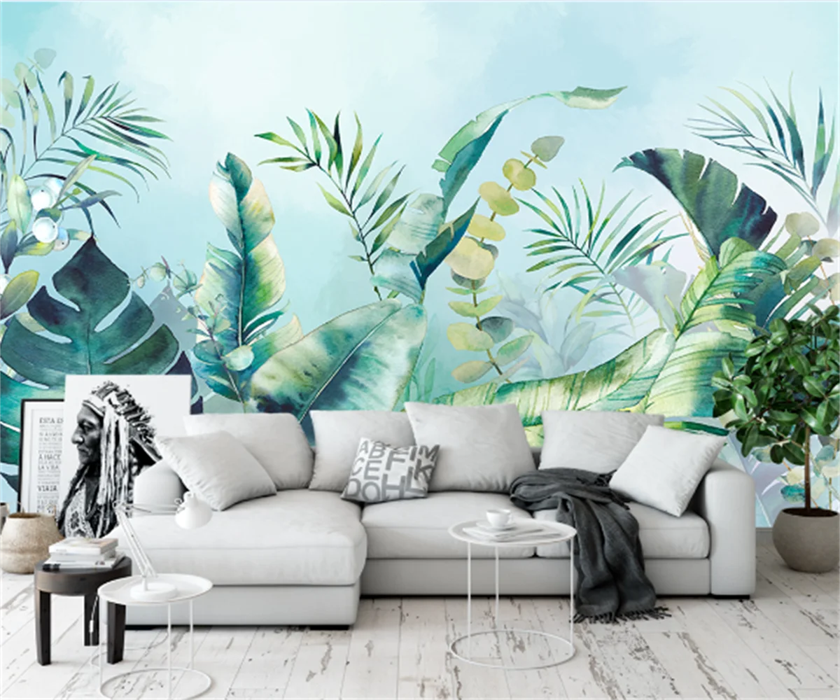 Nordic hand-painted watercolor tropical rainforest monstera TV background wall stickers custom 3D home decoration mural
Nordic hand-painted watercolor tropical rainforest monstera TV background wall stickers custom 3D home decoration mural