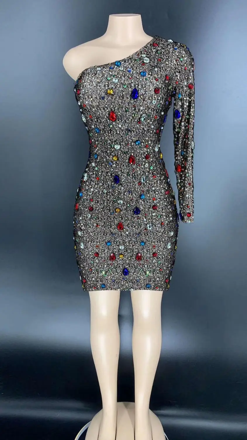 Fashion One Shoulder Luxury Shiny Rhinestones Dress Evening Prom Party Diamonds Dresses Birthday Celebrate Outfit Stage Costume
Fashion One Shoulder Luxury Shiny Rhinestones Dress Evening Prom Party Diamonds Dresses Birthday Celebrate Outfit Stage Costume