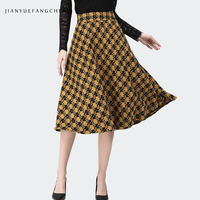 Autumn Winter Women Woolen Skirt Mid-Length 2021 New Fashion Yellow Plaid Elegant Vintage A-Line Skirts Plus Size S-4XL
Autumn Winter Women Woolen Skirt Mid-Length 2021 New Fashion Yellow Plaid Elegant Vintage A-Line Skirts Plus Size S-4XL