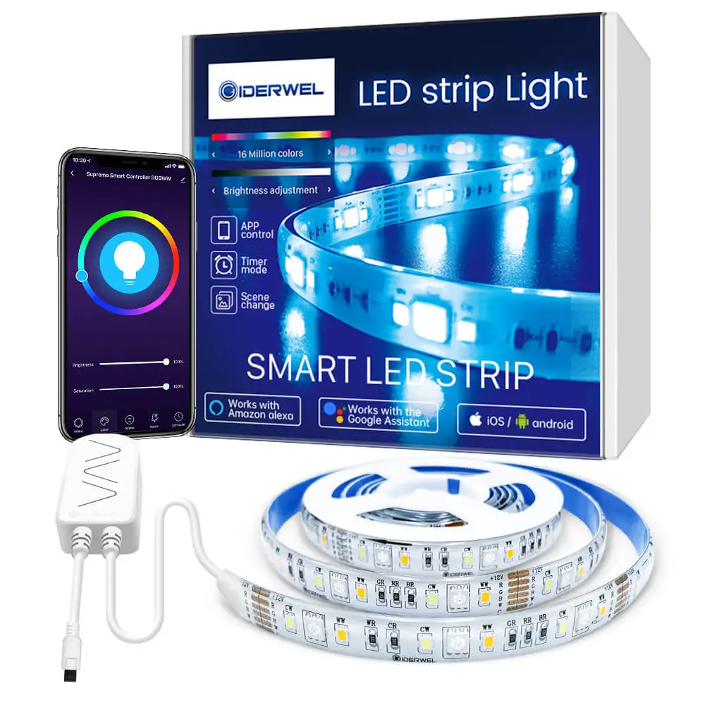 Smart Wifi LED Light Strip RGBCCT Controller RGBWW Flexible Strip Kit Voice Control RF Remote works with Alexa Google Assistant
Smart Wifi LED Light Strip RGBCCT Controller RGBWW Flexible Strip Kit Voice Control RF Remote works with Alexa Google Assistant