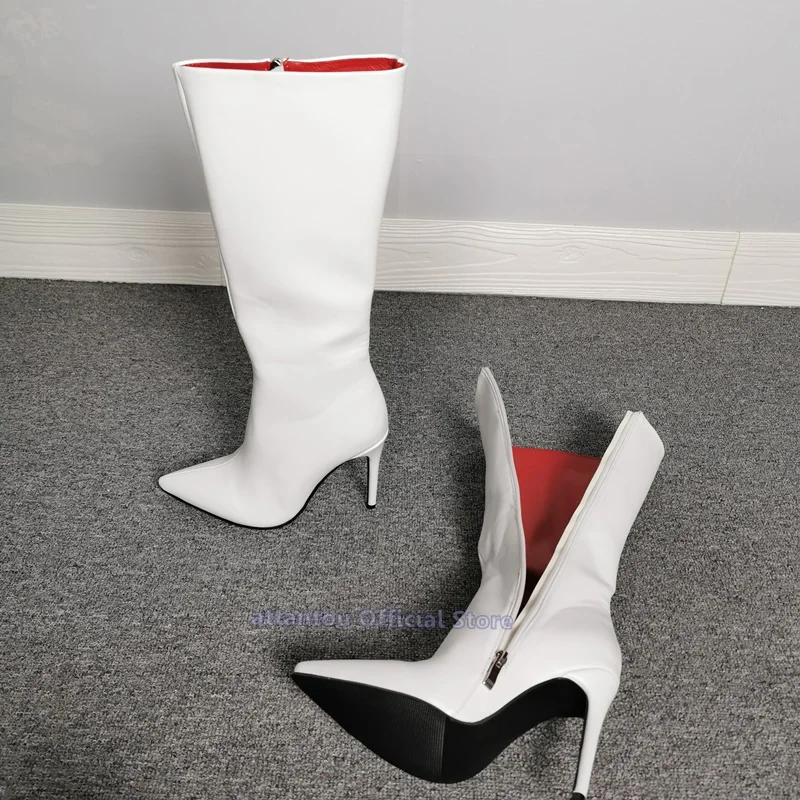 Sheepskin leather Pointed toe white leather side zipper short boots women winter autumn thin high heel mid-calf boots plus size
Sheepskin leather Pointed toe white leather side zipper short boots women winter autumn thin high heel mid-calf boots plus size