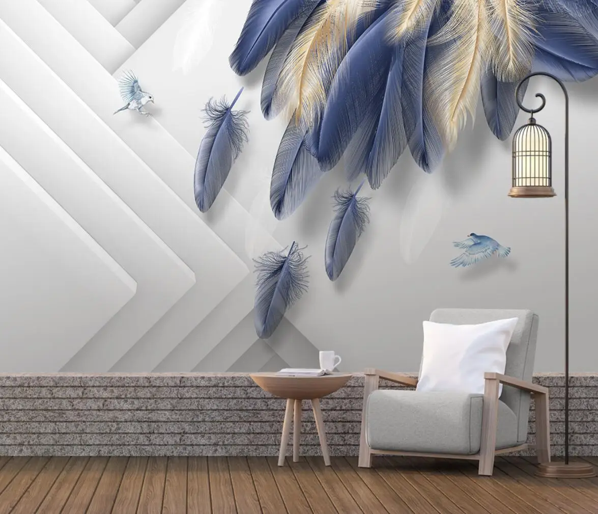 beibehang custom Golden blue feather mural wallpaper for living room decoration TV background 3D stickers wall papers home decor
beibehang custom Golden blue feather mural wallpaper for living room decoration TV background 3D stickers wall papers home decor