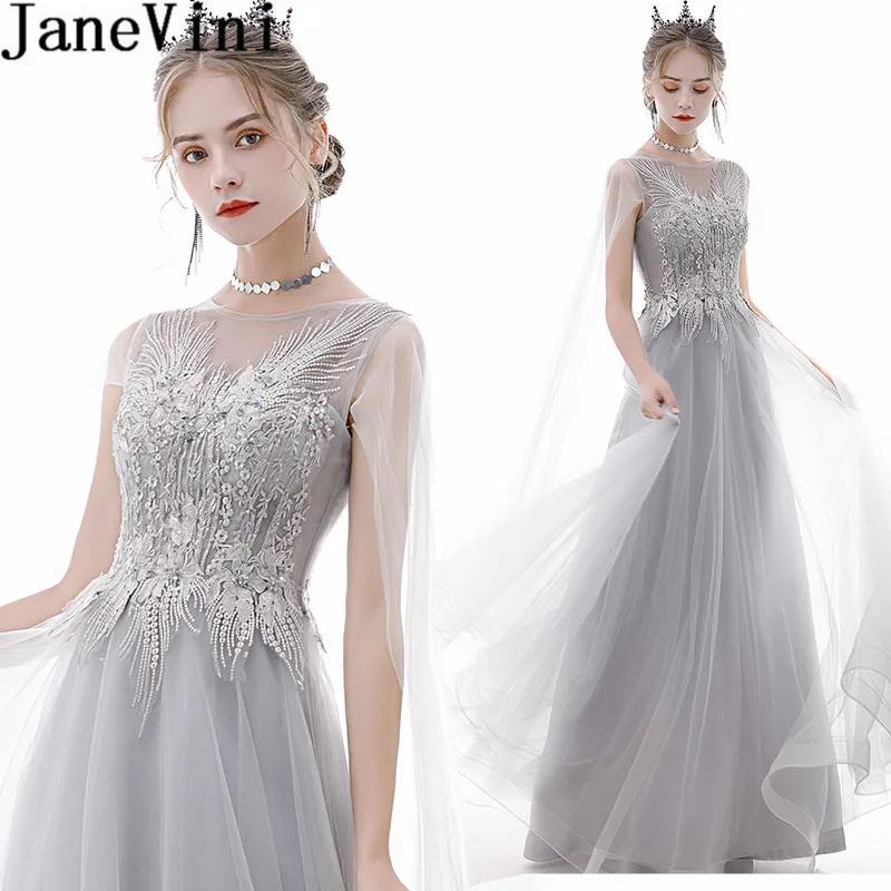 JaneVini Light Grey Beaded Long Bridesmaid Dresses 2020 bruidsjurk Women Lace Appliques A Line Tulle Arabic Wedding Guest Gown
JaneVini Light Grey Beaded Long Bridesmaid Dresses 2020 bruidsjurk Women Lace Appliques A Line Tulle Arabic Wedding Guest Gown