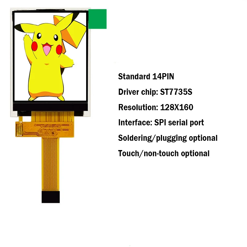 New 1.8 inch TFT LCD Screen Resistive Touch Screen 128*160 Resolution 7735S 14PIN SPI Port
New 1.8 inch TFT LCD Screen Resistive Touch Screen 128*160 Resolution 7735S 14PIN SPI Port