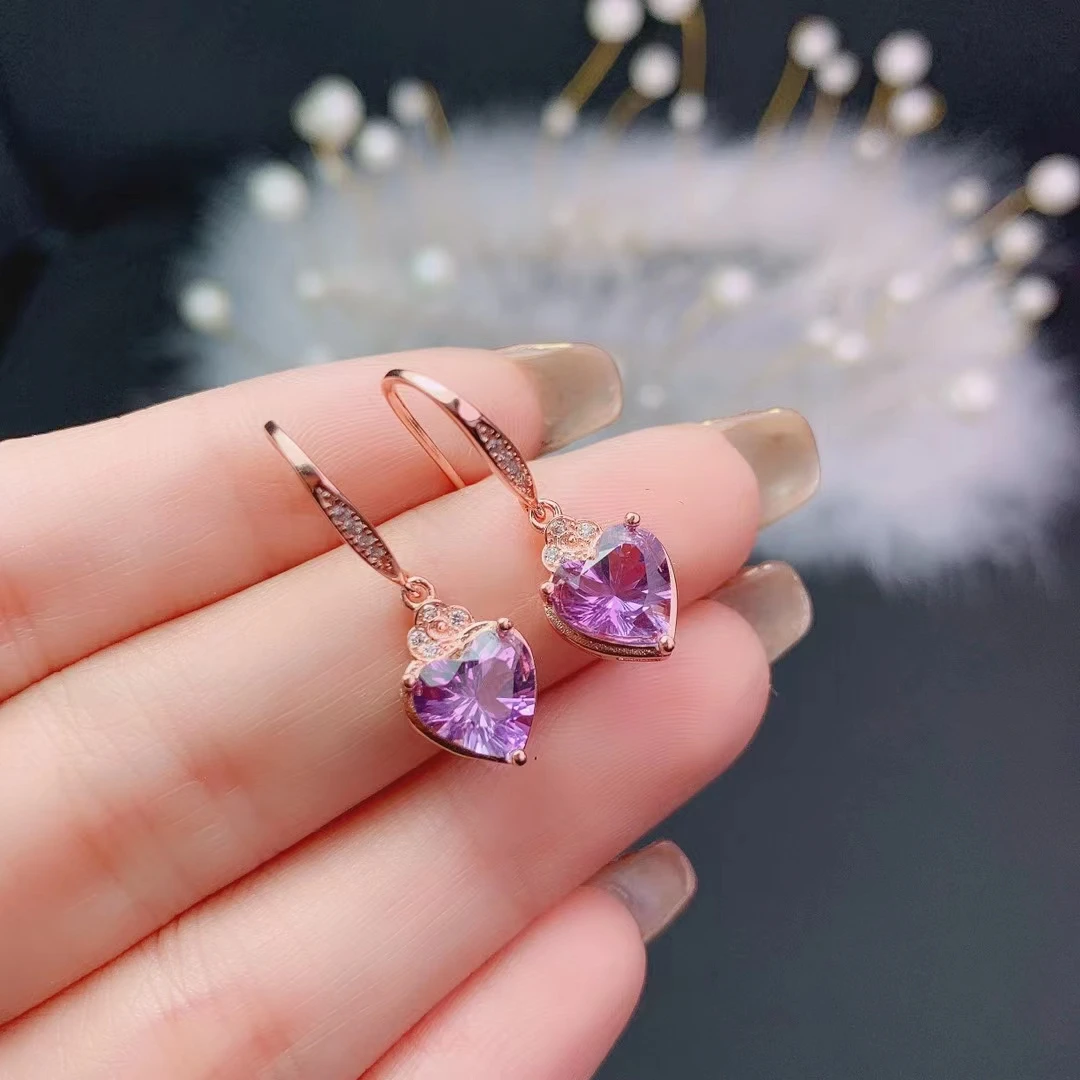 Heart Crystal Drop Earrings for Woman 8mm VVS Grade Natural Amethyst Drop Earrings 925 Silver Amethyst Hook Earrings
Heart Crystal Drop Earrings for Woman 8mm VVS Grade Natural Amethyst Drop Earrings 925 Silver Amethyst Hook Earrings