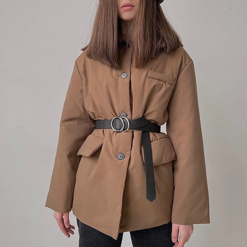 Trendy Casual Turn Down Collar Parkas Women Vogue Pockets Coats Women Elegant Single Breasted Cotton Jackets Female Ladies
Trendy Casual Turn Down Collar Parkas Women Vogue Pockets Coats Women Elegant Single Breasted Cotton Jackets Female Ladies