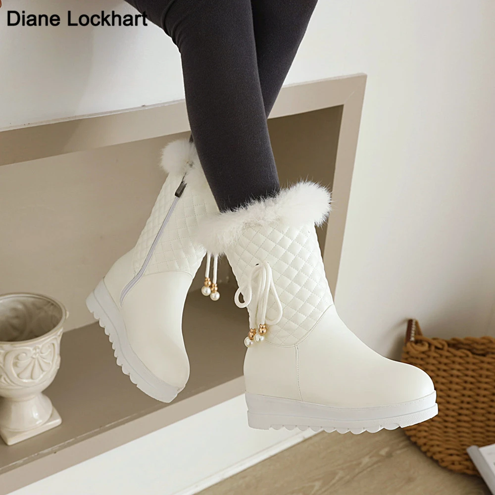 Fashion White Ladies Height Lncreasing Platform Fur Snow Boots Women Zip Bow Shoes Woman Casual Winter Plush Warm Ankle Boots
Fashion White Ladies Height Lncreasing Platform Fur Snow Boots Women Zip Bow Shoes Woman Casual Winter Plush Warm Ankle Boots