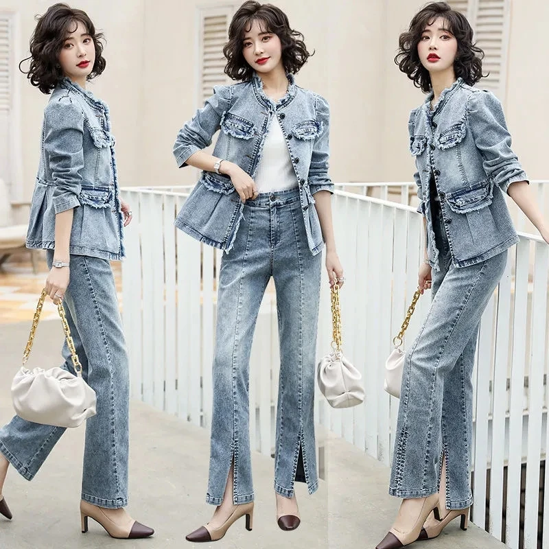 High Quality Denim Jacket And Jeans Suit Two Piece Women 2021 Autumn Spring Foreign Style Short Jacket Jeans Fashion Femme Sets
High Quality Denim Jacket And Jeans Suit Two Piece Women 2021 Autumn Spring Foreign Style Short Jacket Jeans Fashion Femme Sets