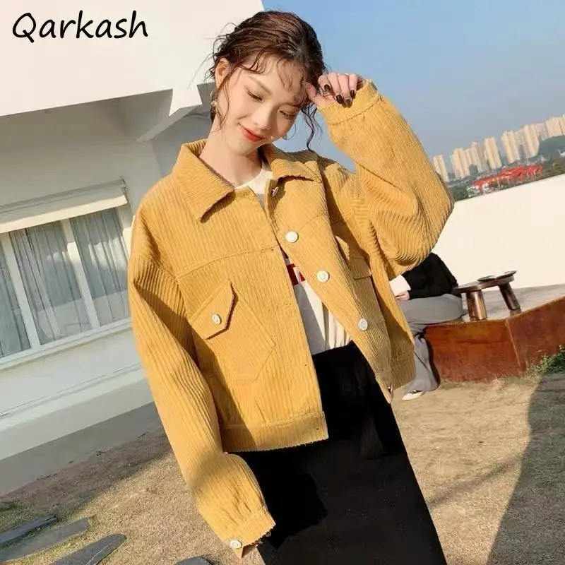 Corduroy Jackets Women Crops Popular Lady Classy Preppy Solid Outwear Winter Korean All-match Street Style Turn Down Collar Chic
Corduroy Jackets Women Crops Popular Lady Classy Preppy Solid Outwear Winter Korean All-match Street Style Turn Down Collar Chic