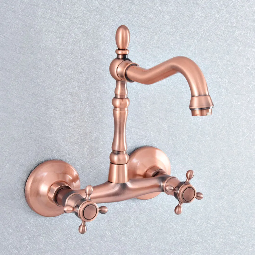 Antique Red Copper Dual Cross Handles Wall Mounted Gold Hot&Cold Bathroom Kitchen Basin Sink swivel Faucet Mixer Tap Nsf866
Antique Red Copper Dual Cross Handles Wall Mounted Gold Hot&Cold Bathroom Kitchen Basin Sink swivel Faucet Mixer Tap Nsf866