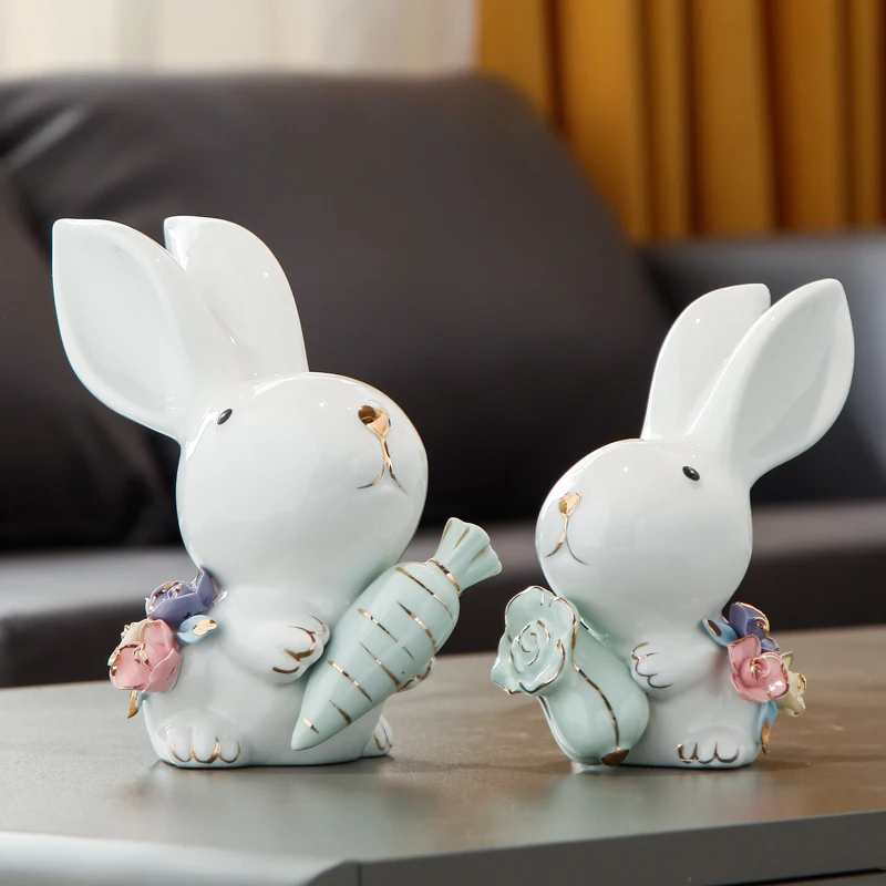 Creative Ceramic rabbit ornaments living room Ceramic decoration ornaments home wedding decor tabletop gift Crafts Furnishing
Creative Ceramic rabbit ornaments living room Ceramic decoration ornaments home wedding decor tabletop gift Crafts Furnishing