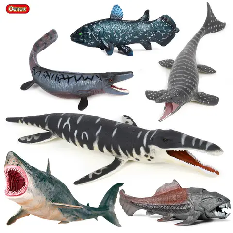 Oenux Prehistoric Sea Life Animal Megalodon Dunkleosteus Terrelli Fish Action Figure Plesiosaurus Dinosaur Model Collection Toy