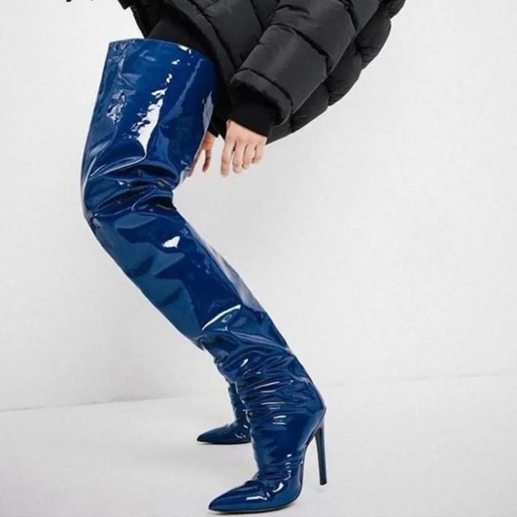 Sexy Blue Over The Knee Boots Women Thin High Heels Shoes Ladies Crotch Spring Leather Long Boots Female shoe Plus Size 47
Sexy Blue Over The Knee Boots Women Thin High Heels Shoes Ladies Crotch Spring Leather Long Boots Female shoe Plus Size 47