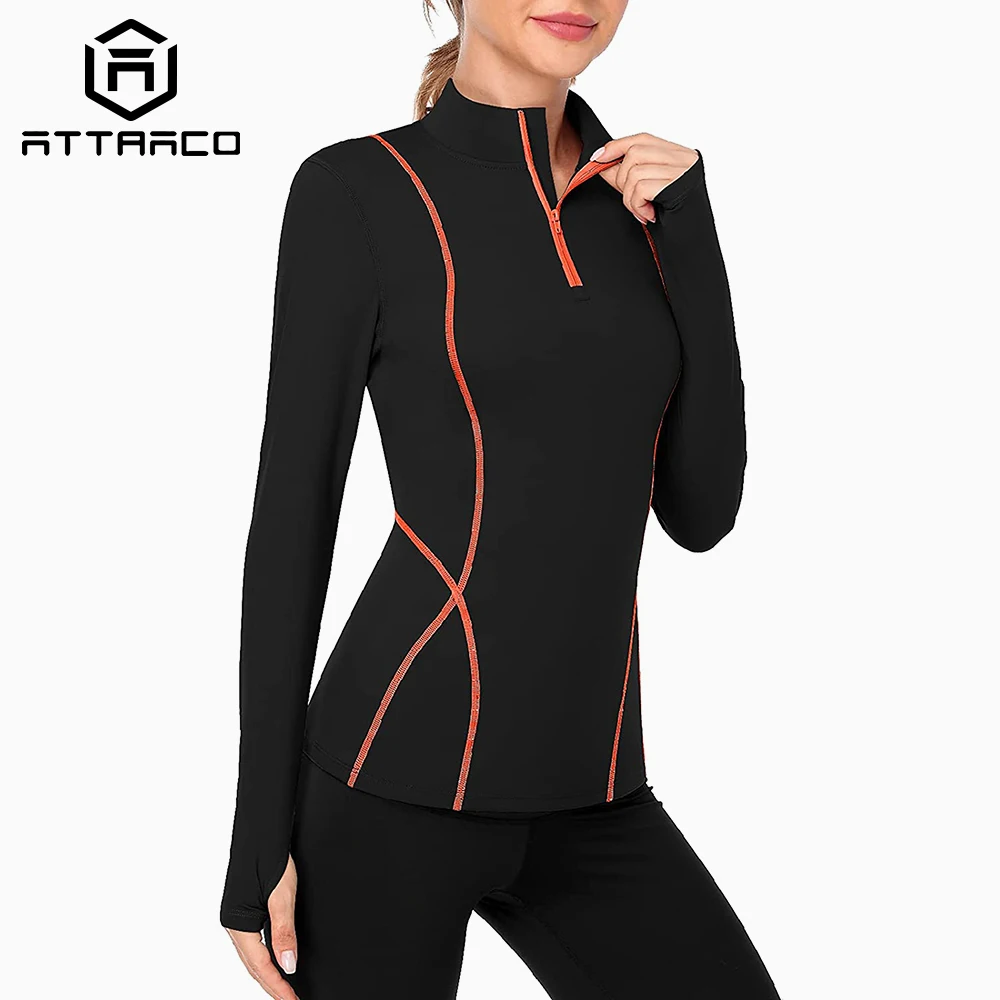 Attraco Women's Long Sleeve Workout Tops Zip Thumb Hole Athletic Running Sweatshirt Rash Guard Pullover
Attraco Women's Long Sleeve Workout Tops Zip Thumb Hole Athletic Running Sweatshirt Rash Guard Pullover