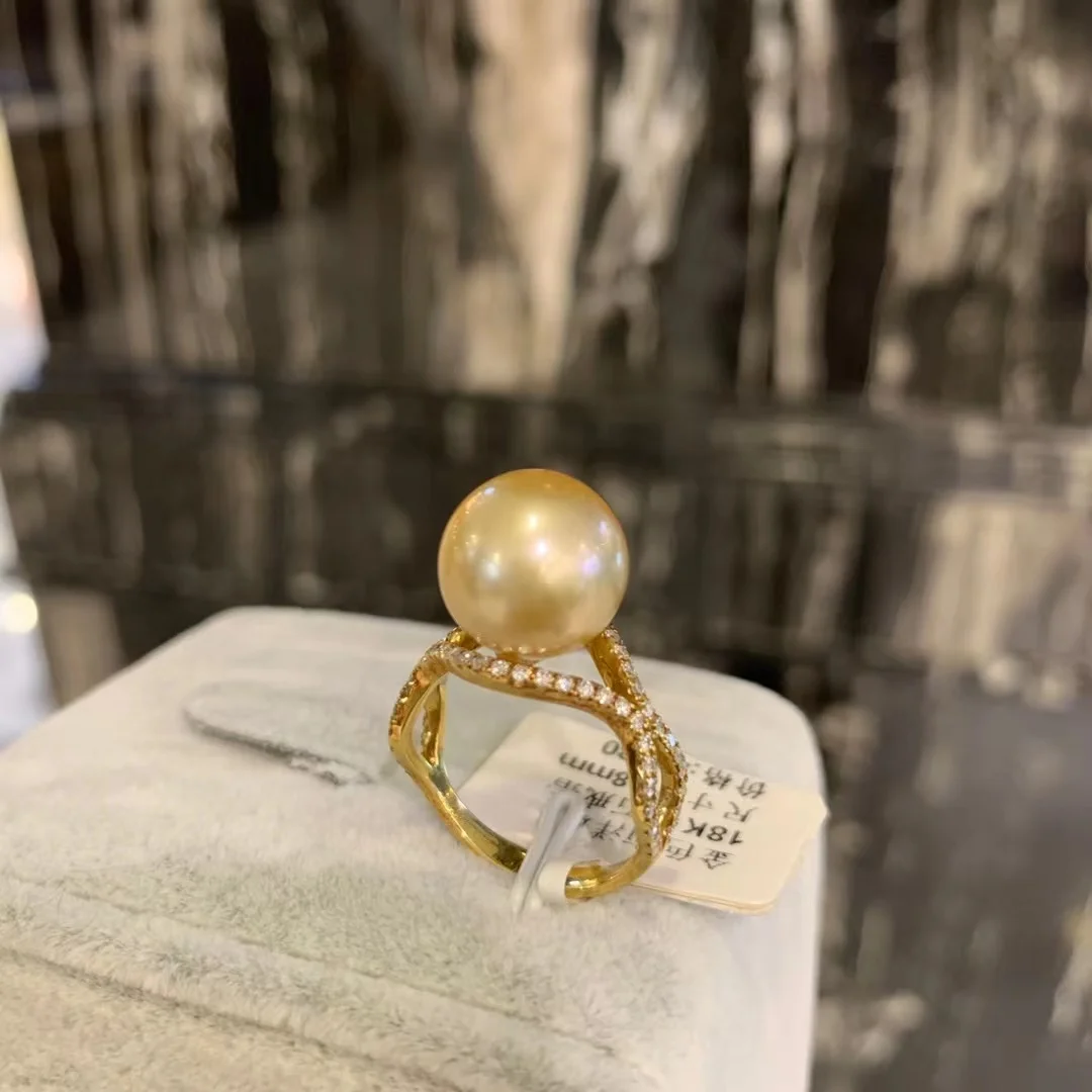 11.8MM natural south sea gold pearl ring 18K yellow gold with diamond genuine jewelry simply style daily use fine women jewelry
11.8MM natural south sea gold pearl ring 18K yellow gold with diamond genuine jewelry simply style daily use fine women jewelry