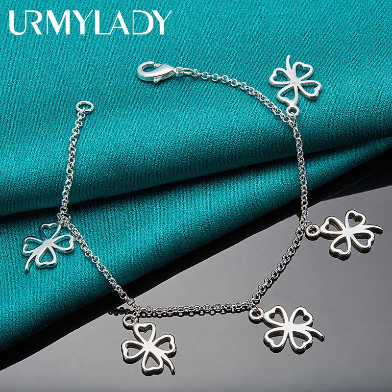 URMYLADY 925 Sterling Silver Four Leaf Clover Bracelet For Woman Wedding Party Simple Charm Jewelry
URMYLADY 925 Sterling Silver Four Leaf Clover Bracelet For Woman Wedding Party Simple Charm Jewelry