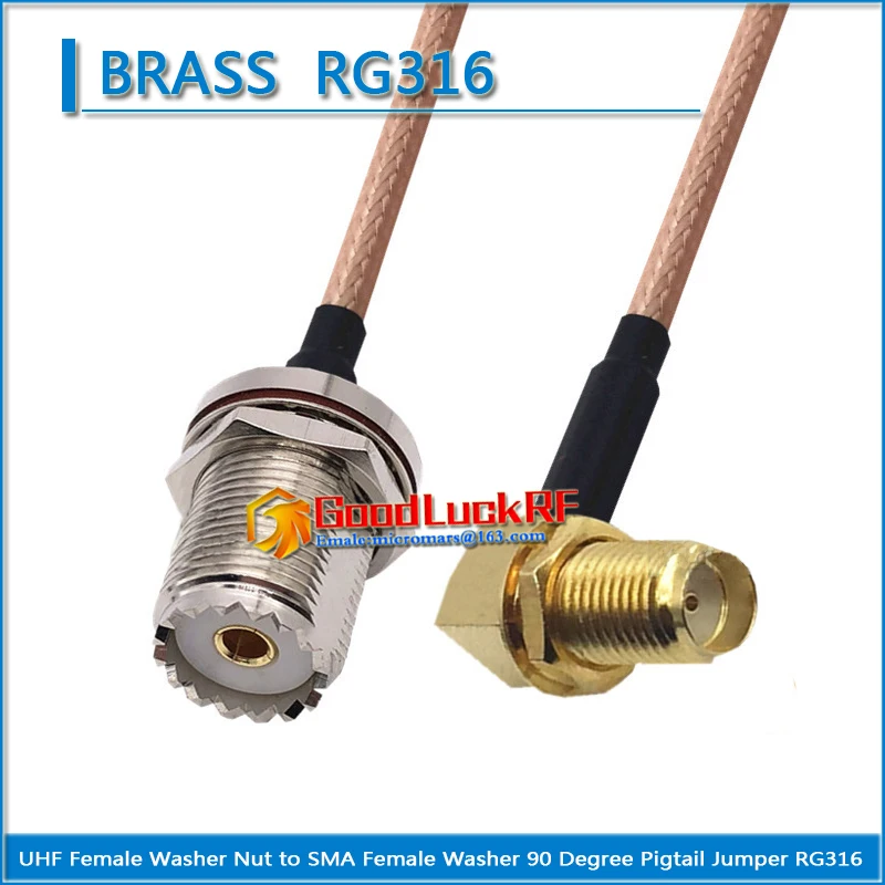 PL259 SO239 UHF Female O-ring Bulkhead Washer Nut to SMA Female Washer Nut Right Angle Coaxial Pigtail Jumper RG316 extend Cable
PL259 SO239 UHF Female O-ring Bulkhead Washer Nut to SMA Female Washer Nut Right Angle Coaxial Pigtail Jumper RG316 extend Cable