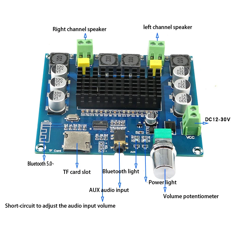 Плата усилителя KYYSLB DC12 ~ 30 В 5,0 Bluetooth, 100 Вт * 2,0 TDA7498, цифровая плата усилителя, с поддержкой AUX, Встроенный потенциометр
Плата усилителя KYYSLB DC12 ~ 30 В 5,0 Bluetooth, 100 Вт * 2,0 TDA7498, цифровая плата усилителя, с поддержкой AUX, Встроенный потенциометр