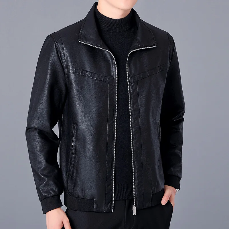Black Autumn Men Jacket Leather Coat Concise Young Man Bomber Jackets Spring Zipper Leather Jacket for Men Plus Size M-5XL MY266
Black Autumn Men Jacket Leather Coat Concise Young Man Bomber Jackets Spring Zipper Leather Jacket for Men Plus Size M-5XL MY266