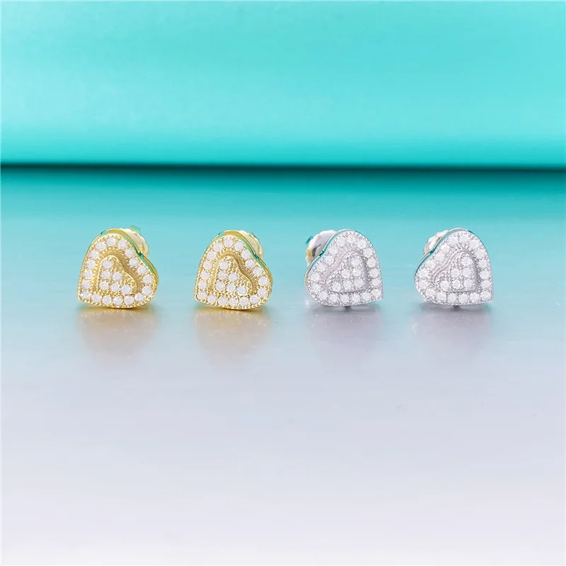 Hiphop D Color VVS1 Moissanite Heart Earrings for Women 925 Sterling Silver Plated Gold Bling Moissanite Stud Earrings Birthday
Hiphop D Color VVS1 Moissanite Heart Earrings for Women 925 Sterling Silver Plated Gold Bling Moissanite Stud Earrings Birthday