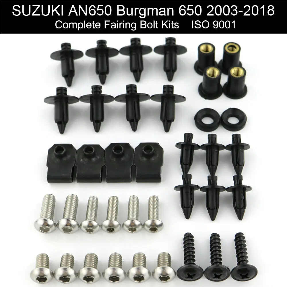 Fit For Suzuki AN650 Burgman 650 2003-2018 2013 2014 2015 Complete Fairing Bolts Kit Cowling Bolts Clips Screws Stainless Steel
Fit For Suzuki AN650 Burgman 650 2003-2018 2013 2014 2015 Complete Fairing Bolts Kit Cowling Bolts Clips Screws Stainless Steel