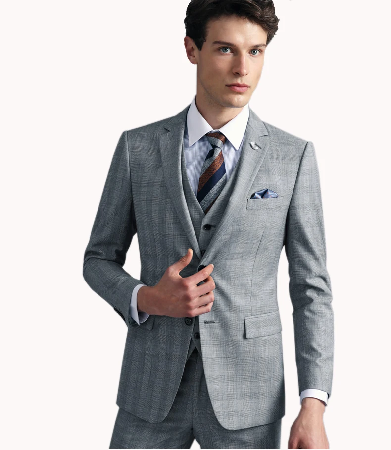Custom Made high quality 150's worsted light grey dark brown windowpane Business suit Men Slim Fit Suit(jacket+pants+vest)
Custom Made high quality 150's worsted light grey dark brown windowpane Business suit Men Slim Fit Suit(jacket+pants+vest)