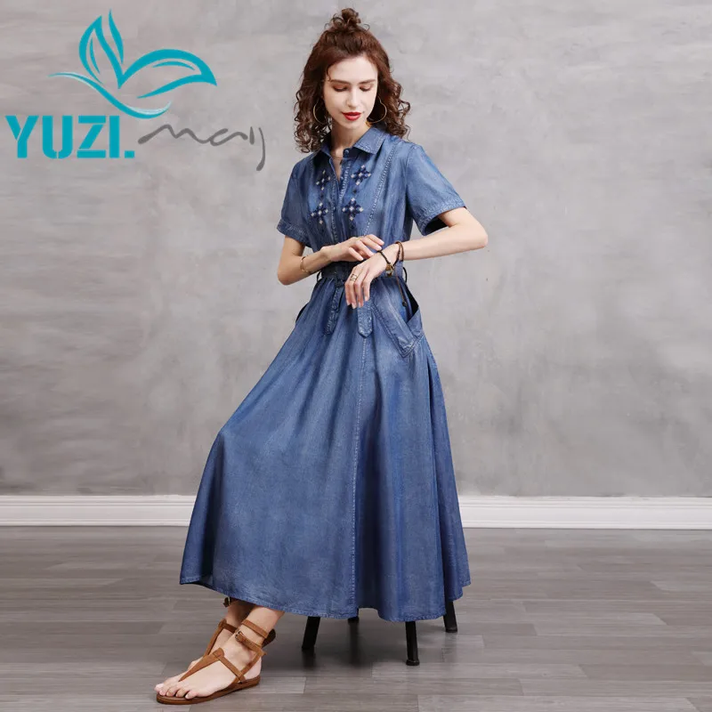 Dress Female 2021 Yuzi.may Boho New Denim Women Dresses Turn-down Collar Short Sleeve Vintage Embroidery Belted Vestidos A82311
Dress Female 2021 Yuzi.may Boho New Denim Women Dresses Turn-down Collar Short Sleeve Vintage Embroidery Belted Vestidos A82311