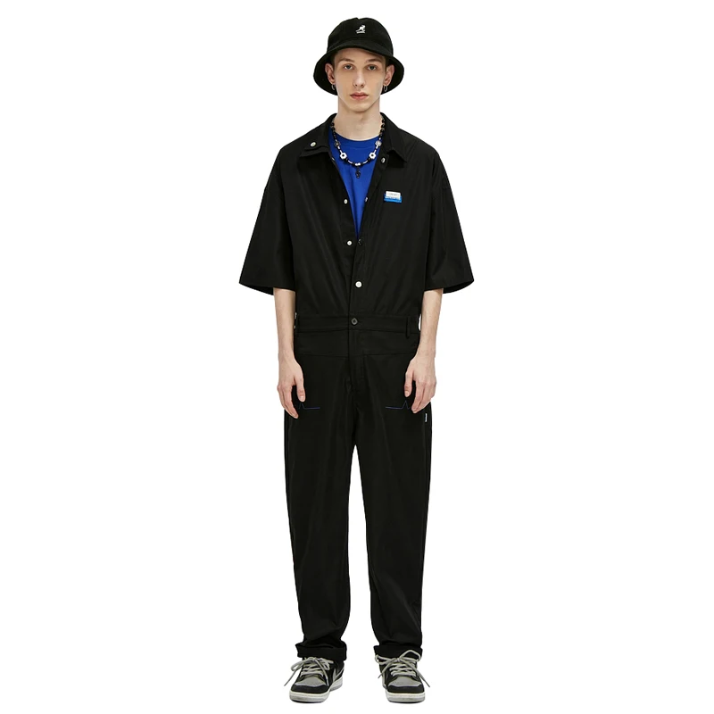 2021 Overalls Men's Jumpsuit Lapel Short Sleeve Hip Hop Streetwear Fashion Loose Cargo Pants Khaki Black Freight Trousers
2021 Overalls Men's Jumpsuit Lapel Short Sleeve Hip Hop Streetwear Fashion Loose Cargo Pants Khaki Black Freight Trousers