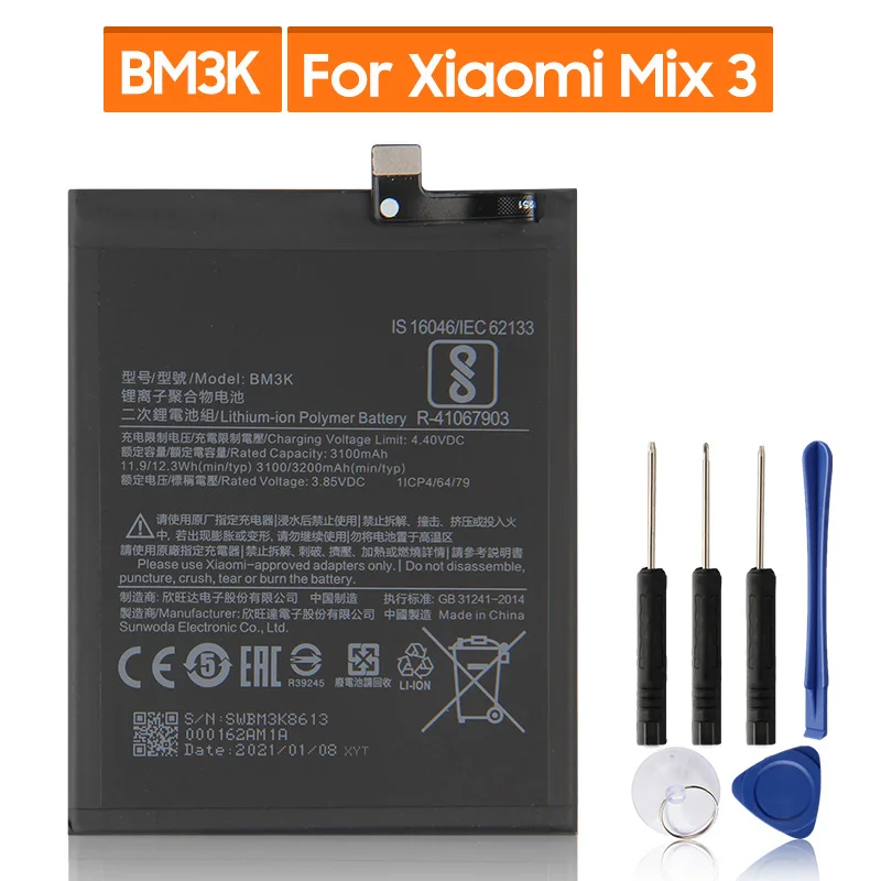 Replacement Battery For Xiaomi Mix 3 Mix3 BM3K Rechargeable Phone Battery 3200mAh
Replacement Battery For Xiaomi Mix 3 Mix3 BM3K Rechargeable Phone Battery 3200mAh