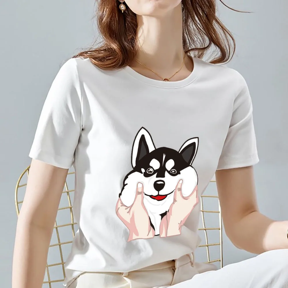 Women's T-shirt Street Casual Basic Commuter Cute Face Pinching Husky Print O-Neck Slim Ladies Comfortable Breathable Soft Top
Women's T-shirt Street Casual Basic Commuter Cute Face Pinching Husky Print O-Neck Slim Ladies Comfortable Breathable Soft Top