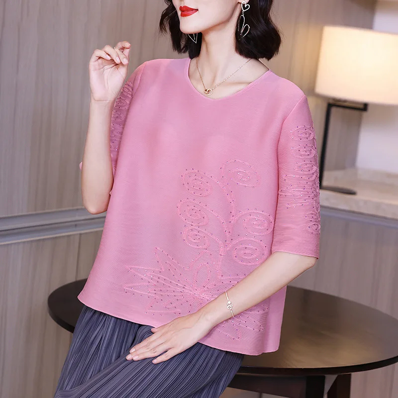 pleated Mother Summer T-shirt 2021 New Women's Large Size Style Round Neck Pleats Top
pleated Mother Summer T-shirt 2021 New Women's Large Size Style Round Neck Pleats Top