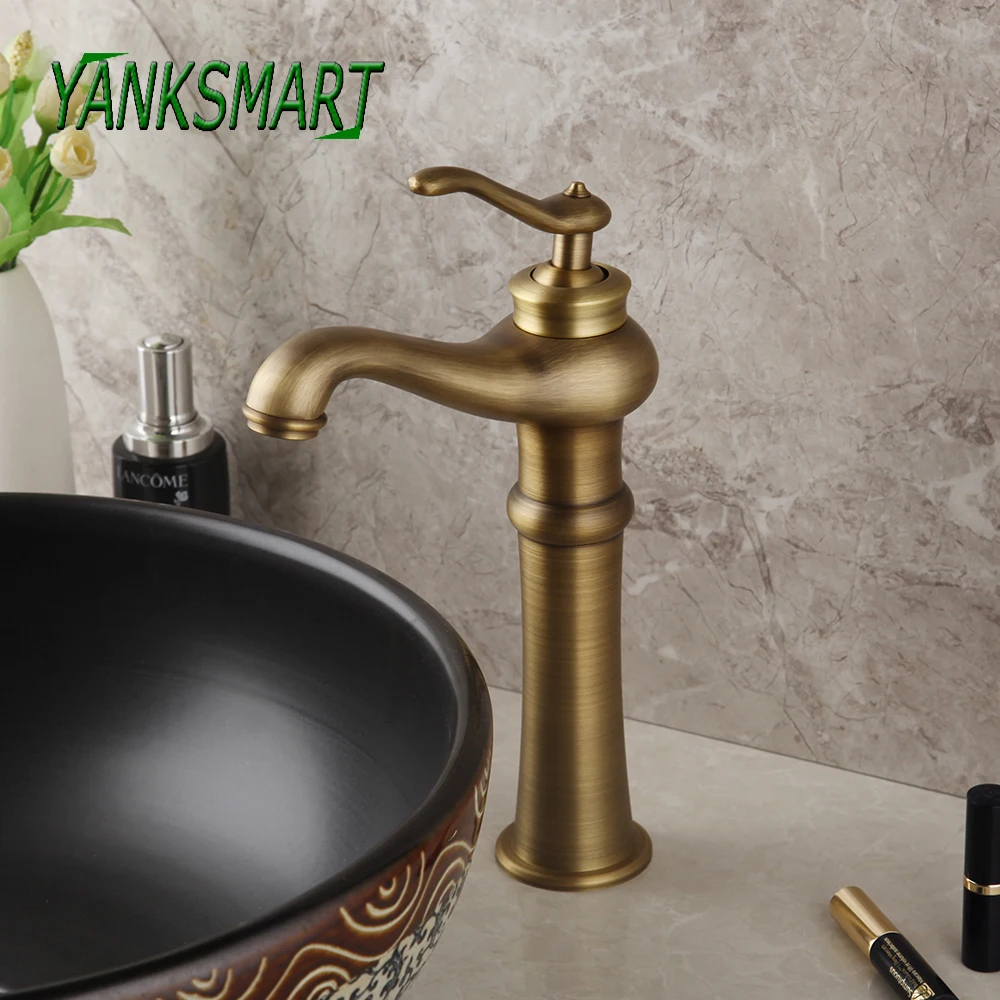 YANKSMART Antique Brass Bathroom Brushed Nickel Faucet Single Handle Deck Mounted Faucet Cold & Hot Water Mixer Tap
YANKSMART Antique Brass Bathroom Brushed Nickel Faucet Single Handle Deck Mounted Faucet Cold & Hot Water Mixer Tap
