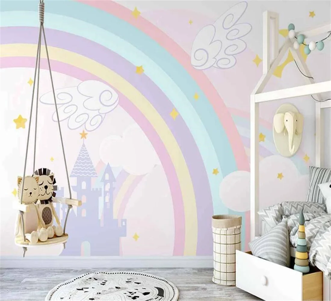 Custom modern wall papers home decor new Nordic hand-painted rainbow children's room Cartoon photo mural 3d wallpaper
Custom modern wall papers home decor new Nordic hand-painted rainbow children's room Cartoon photo mural 3d wallpaper