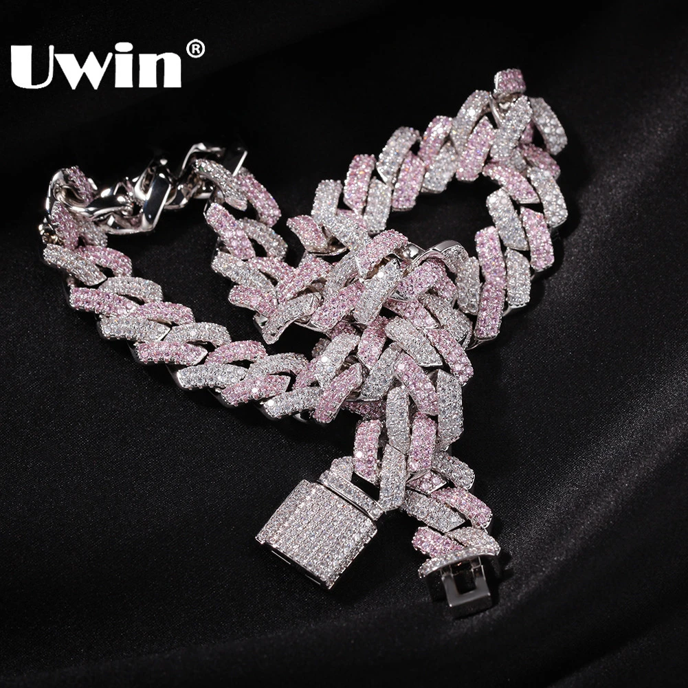 UWIN Hiphop Micro Paved Cubic Zirconia Two-Tone Prong Link Choker Cubans 13mm White &Pink Link Necklace Women Luxury Jewelry
UWIN Hiphop Micro Paved Cubic Zirconia Two-Tone Prong Link Choker Cubans 13mm White &Pink Link Necklace Women Luxury Jewelry