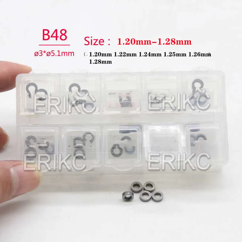 ERIKC B48 SIZE 1.20 MM-1.28MM Nozzle Needle Valve Shims 1.20MM 1.22MM 1.24MM 1.25MM 1.26MM 180 PCS /Box FOR Bos-ch 120 Series
ERIKC B48 SIZE 1.20 MM-1.28MM Nozzle Needle Valve Shims 1.20MM 1.22MM 1.24MM 1.25MM 1.26MM 180 PCS /Box FOR Bos-ch 120 Series
