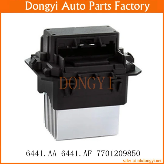 Blower Motor Resistor Regulator OE NO. 6441.AA 6441AA 6441.AF 6441AF 7701209850
Blower Motor Resistor Regulator OE NO. 6441.AA 6441AA 6441.AF 6441AF 7701209850